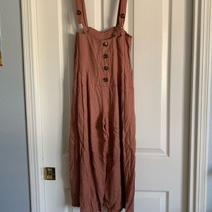 Midi Linen Overalls - Dusty Rose